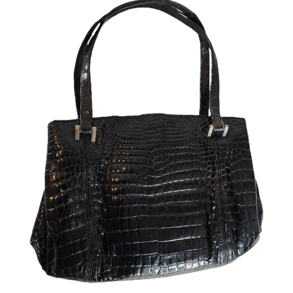 Gucci Handbags - AUTHENTIC GUCCI SUPER RARE 1950s RESTORATION PIECE BLACK CROCODILE